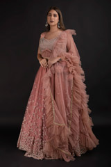 Net Rose Peach Lehenga Set_DTR1362 2